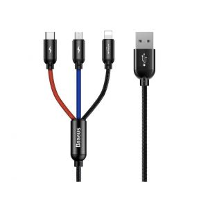 BASEUS KABEL 3w1 microUSB, USB-C, Lightning - 30cm