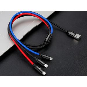 BASEUS KABEL 3w1 microUSB, USB-C, Lightning - 30cm