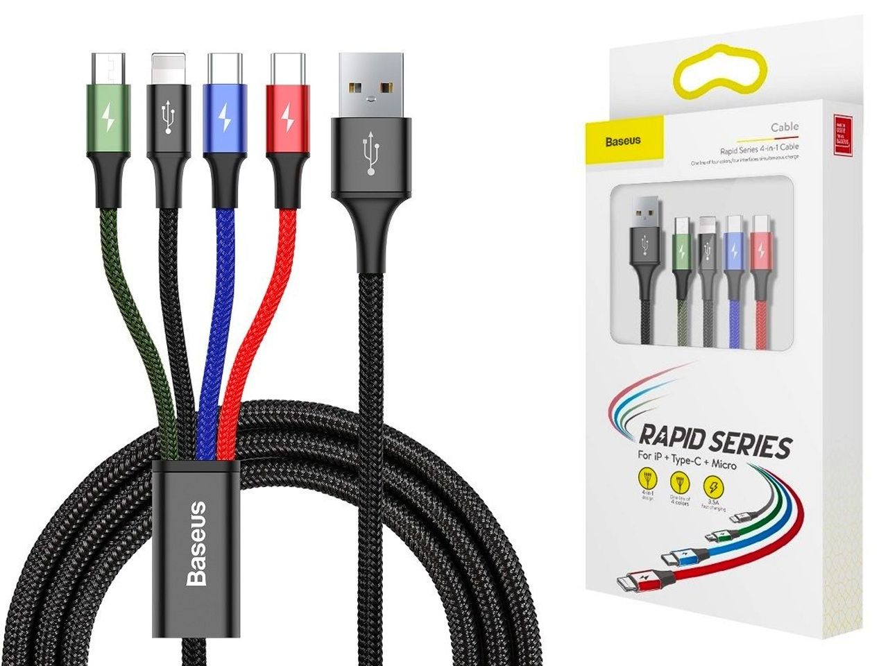 Kabel USB Baseus Fast 4w1 2xUSB-C / Lightning / Micro 3,5A 1,2m pudełko