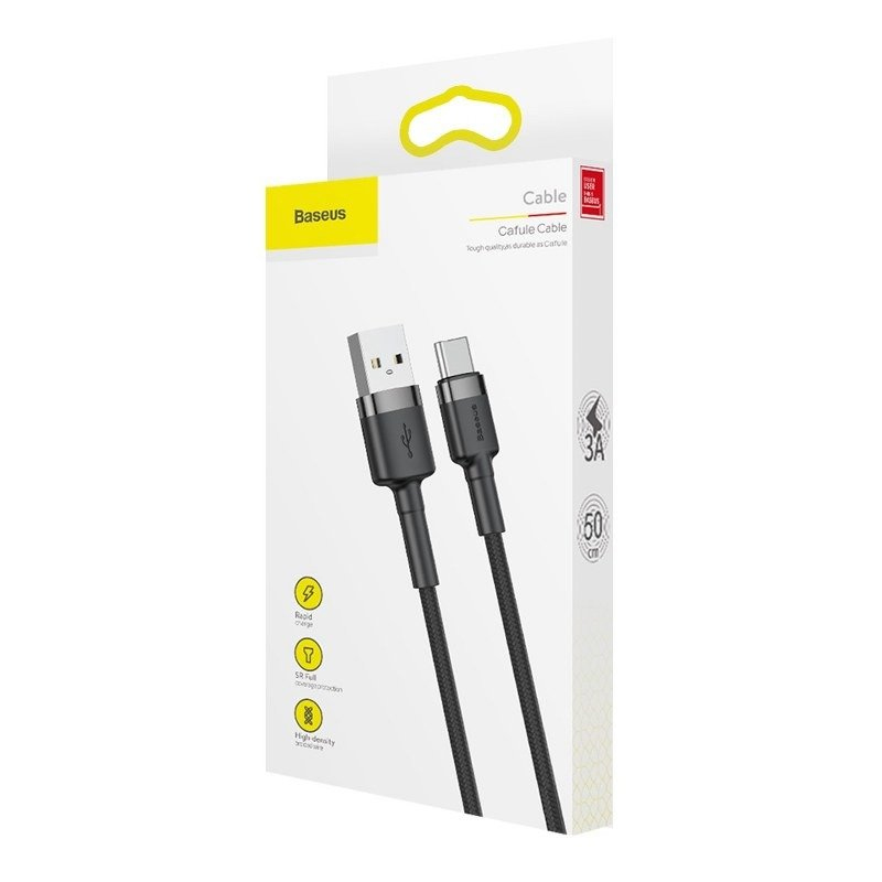 Baseus Cafule Cable USB For Type-C 3A 1M Gray+Black